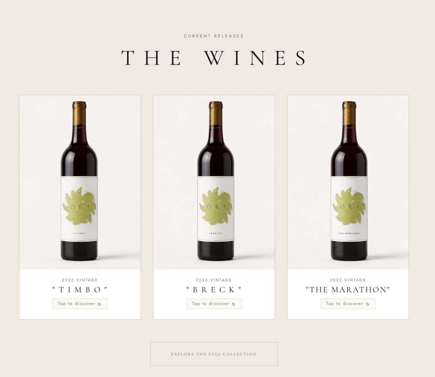 Ori Wines current releases: Timbo, Breck, and The Marathon